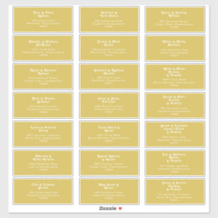Retro Beach   Gold Wedding Guest Address Sticker