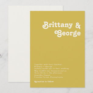 Retro Beach   Gold Wedding Invitation