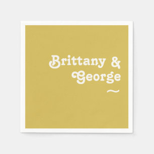 Retro Beach Gold Wedding Napkins