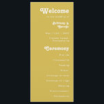 Retro Beach | Gold Wedding Program<br><div class="desc">This retro beach | gold wedding program is perfect for your simple vintage, colourful tropical boho summer wedding. Its unique bohemian mid-century font gives this design a classic minimalist groovy hippie vibe. Suppose you're looking for a design that features bright, rustic coastal ocean colours for your creative 70's destination beach...</div>