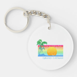 Retro Beach Grand Cayman Keychain