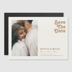 Retro Beach   Ivory Horizontal Save The Date Magnetic Invitation
