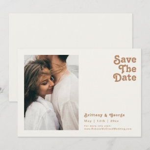 Retro Beach   Ivory Photo Horizontal Save The Date