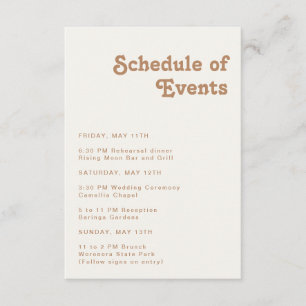 Retro Beach   Ivory Schedule of Events Enclosure Card