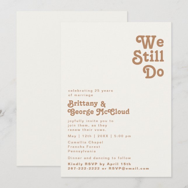 Retro Beach | Ivory We Still Do Vow Renewal Invitation (Front/Back)