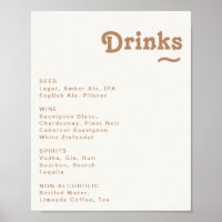 Retro Beach | Ivory Wedding Drinks Menu Sign