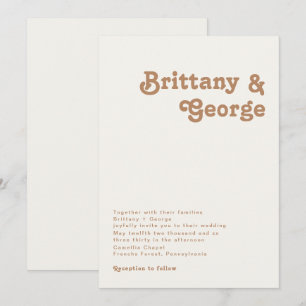 Retro Beach   Ivory Wedding Invitation