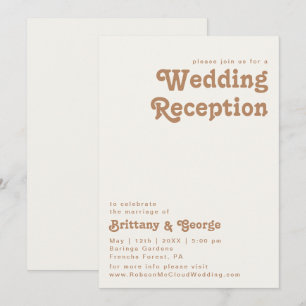 Retro Beach   Ivory Wedding Reception Invitation