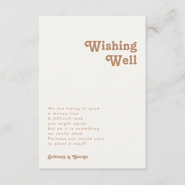 Retro Beach | Ivory Wedding Wishing Well Enclosure Card (Front)