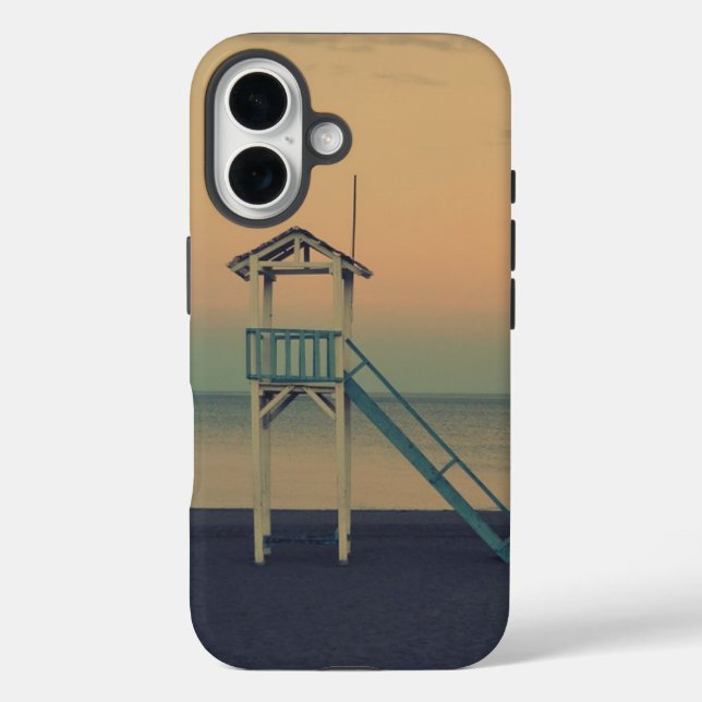 Retro Beach Lifeguard Tower Sunset Case-Mate iPhone Case (Back)