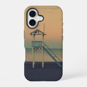 Retro Beach Lifeguard Tower Sunset iPhone 16 Case