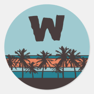Retro Beach Monogram Stickers