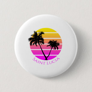 Retro Beach Palm Trees Saint Lucia 2 Inch Round Button