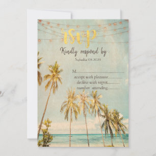 Retro Beach Palms RSVP    Invitation