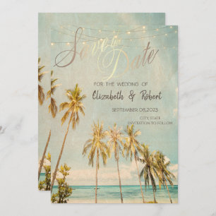 Retro Beach Palms Save The Date
