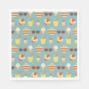 Retro Beach Party Summer Birthday Napkin