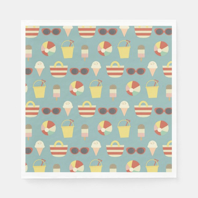 Retro Beach Party Summer Birthday Napkin (Front)