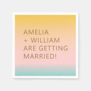 Retro Beach Pastels Gradient Unique Bright Wedding Napkin