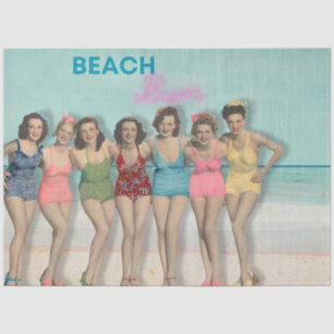 Retro Beach Pin-Up Girls Decoupage - Beach Bum Tissue Paper