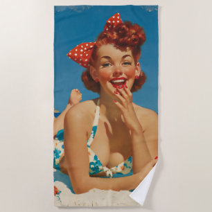 Retro Beach Pin Up Towel