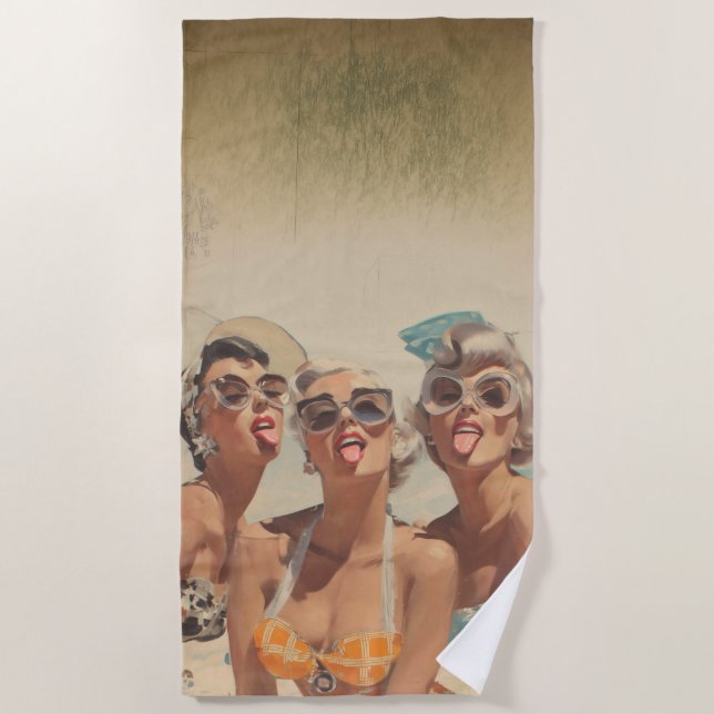 Retro Beach Pin-Up Vibes Towel (Front)