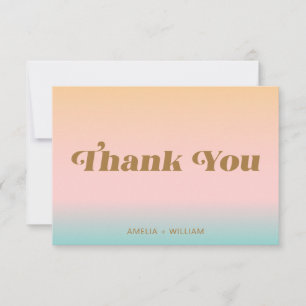 Retro Beach Pink Aqua Pastels Gradient Custom Thank You Card