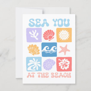 Retro Beach Postcard - "Sea You at the Beach"