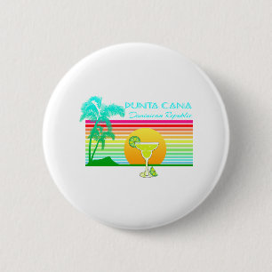 Retro Beach Punta Cana Margarita 2 Inch Round Button