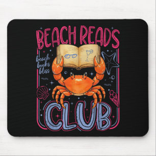 Retro Beach Reads Club Crab Summer Vacation Book Mouse Pad