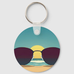 Retro Beach Sunglasses and Sun Keychain