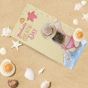 Retro Beach Towel With Name - Personalized Gift