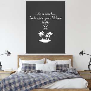 Retro Beach Vibe Smiley Face Tee - Funny Humour  Canvas Print