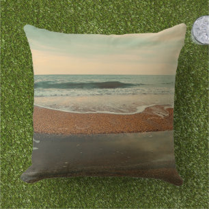 Retro Beach Waves Vintage Ocean Coastal Decor Outdoor Pillow