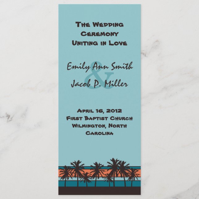 Retro Beach Wedding Program (Front)