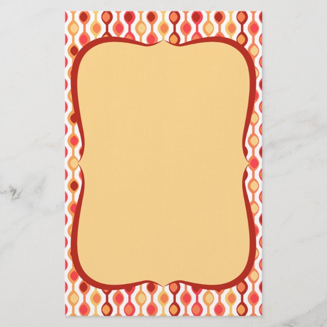 Retro Bead Pattern Yellow Orange Stationery (Front)