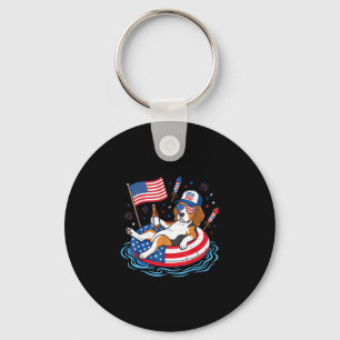 Retro beagle beer usa 250th anniversary 4th of keychain