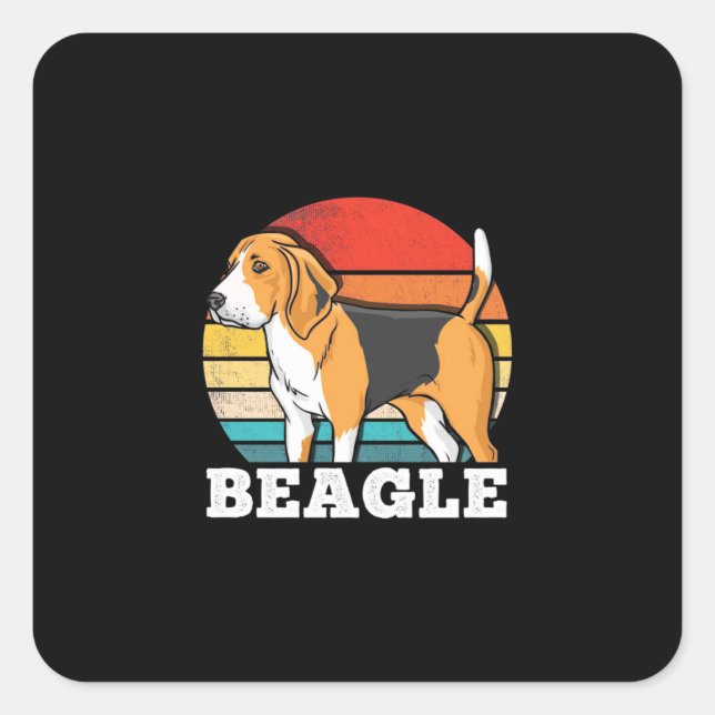Retro Beagle Dog Square Sticker (Front)