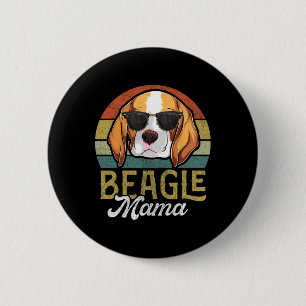 Retro Beagle Mama Shirt Women 2 Inch Round Button