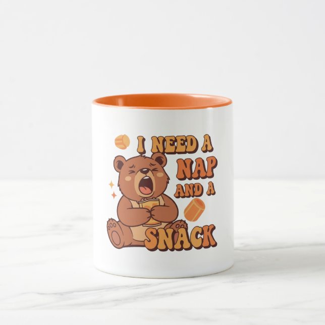 Retro Bear Nap and Snack Color Inside Mug (Center)