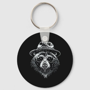 Retro Bear Skiing In Shades Cool Mountain Adventur Keychain