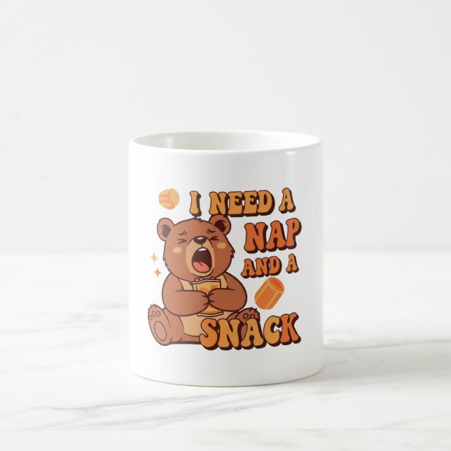 Retro Bear Snack First White Mug (Center)