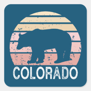 Retro Bear Square Sticker