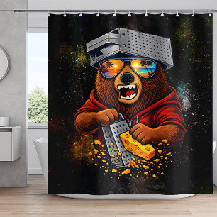 Retro Bear With Cheese Grater Hat and Sunglasses