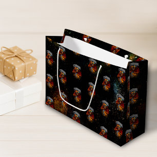 Retro Bear With Cheese Grater Hat and Sunglasses Large Gift Bag