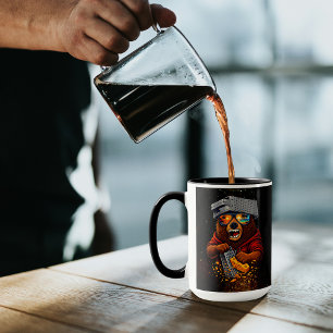 Retro Bear With Cheese Grater Hat and Sunglasses Mug