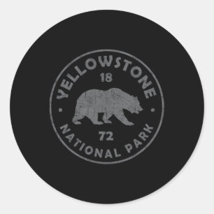 Retro Bear Yellowstone National Park 1872 Hiking S Classic Round Sticker
