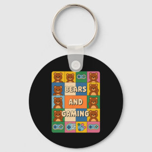 Retro Bears And Gaming Funny Bear Lover Video Game Keychain