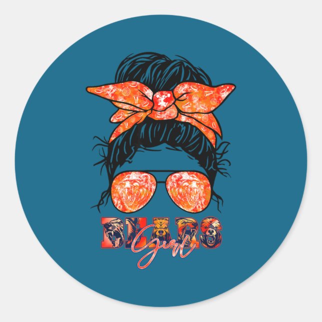 Retro Bears Girl Messy Bun Srts Team Matching Appa Classic Round Sticker (Front)