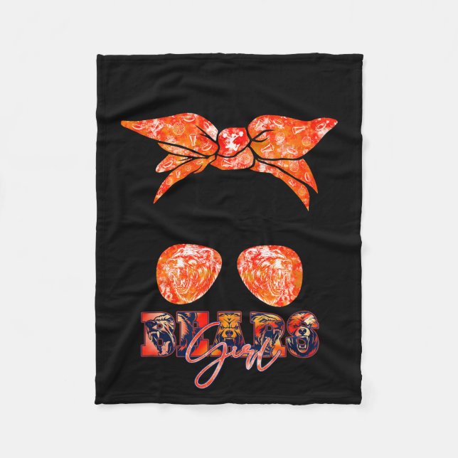 Retro Bears Girl Messy Bun Srts Team Matching Appa Fleece Blanket (Front)
