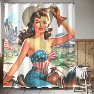 Retro Beautiful Cowgirl Pin Up